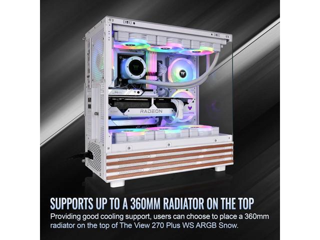 Thermaltake View 270 Plus WS ARGB Mid Tower; 3x120mm Lite Fans Included; 360mm Radiator Support; 420mm GPU Clearance; Bottom Wood Trim;...
