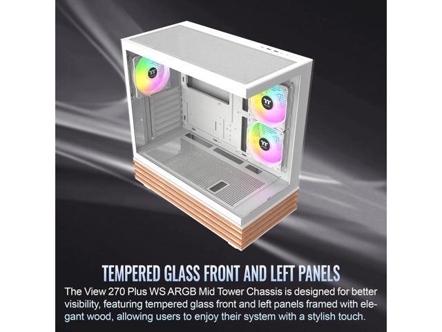 Thermaltake View 270 Plus WS ARGB Mid Tower; 3x120mm Lite Fans Included; 360mm Radiator Support; 420mm GPU Clearance; Bottom Wood Trim;...
