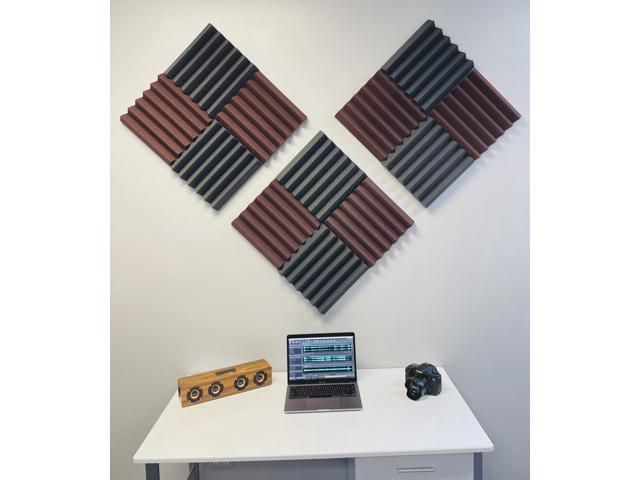2' Burgundy and Black Acoustic Wedge Soundproof Studio Tiles 12 pack