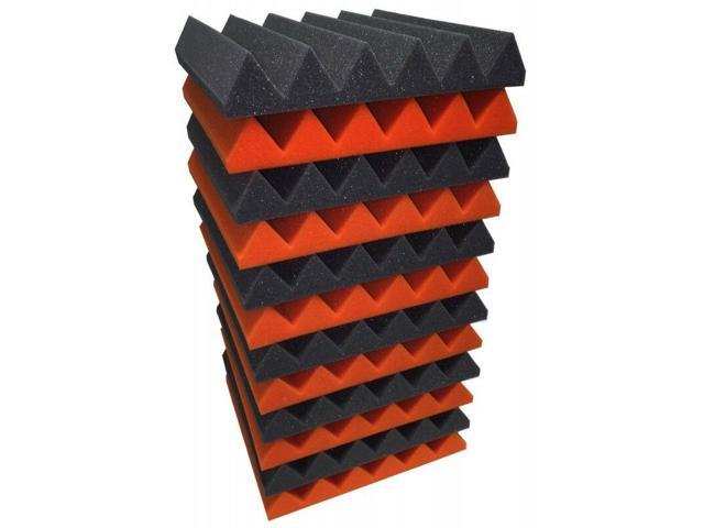 2' Orange and Black Acoustic Wedge Soundproofing Studio Tiles 12 pack