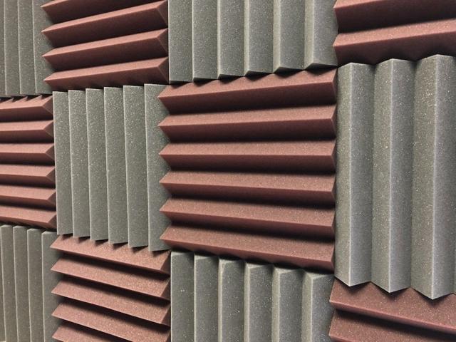 2' Burgundy and Black Acoustic Wedge Soundproof Studio Tiles 12 pack