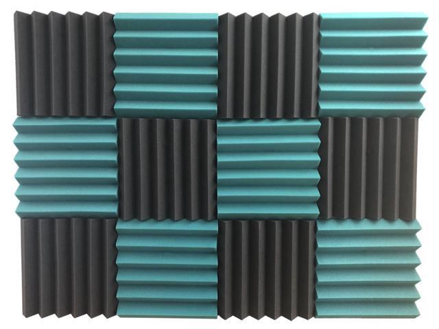 2' Teal and Black Acoustic Wedge Soundproofing Studio Tiles 12 pack