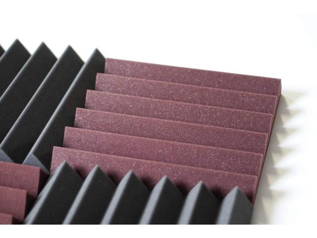 2' Burgundy and Black Acoustic Wedge Soundproof Studio Tiles 12 pack