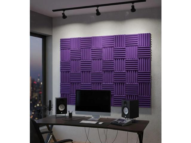 Wedge Acoustic Foam Sound Absorption Panels - Purple (12 Tiles)