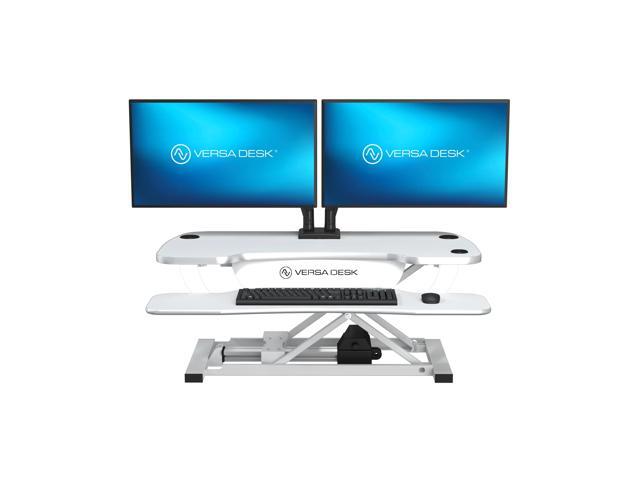 VersaDesk® 36' x 24' PowerPro Electric Height Adjustable Standing Desk Converter for Dual Monitors & Laptop Workstation with USB Charging Port, White