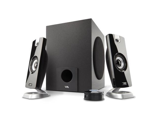 cyber acoustics 2.1 subwoofer speaker system with 18w of power - great for music, movies, gaming, and multimedia computer laptops (ca-3090) green