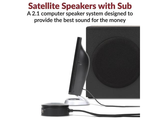 cyber acoustics 2.1 subwoofer speaker system with 18w of power - great for music, movies, gaming, and multimedia computer laptops (ca-3090) green