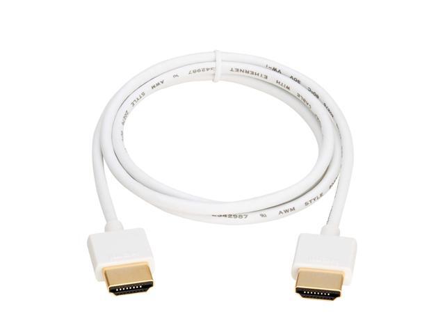 Tripp Lite Series Slim 4K HDMI Cable with Ethernet, 3 Feet / 0.9 Meters, 4K@60Hz Video, Male-to-Male, White, 3.6MM Outer Diameter Cable, Lifetime...