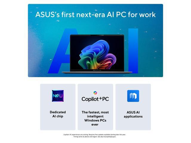 ASUS ExpertBook P5 Copilot+ PC AI Laptop, Intel Core 7 Processor 258V, 32GB RAM, 1TB SSD, WiFi 6E, Windows 11 Home, Misty Grey, P5405CSA-DH76