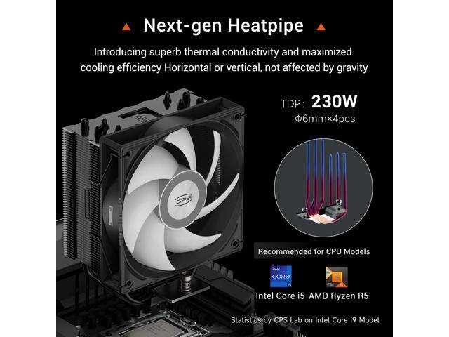 PCCOOLER CPS ARGB CPU Cooler, RT400 ARGB 4 Heat Pipes, 120mm PWM Fan, 235W TDP, Quiet Cooling, Universal for Intel LGA 115X/1200/1700/1851 & AMD...