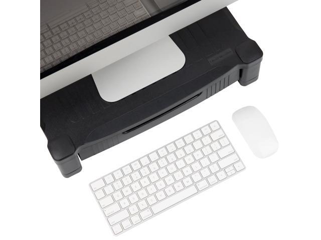 Mind Reader Monitor Stand, Storage Drawer, Desktop Organizer, Laptop Riser, Office, 17.25'L x 13.25'W x 4'H, Black