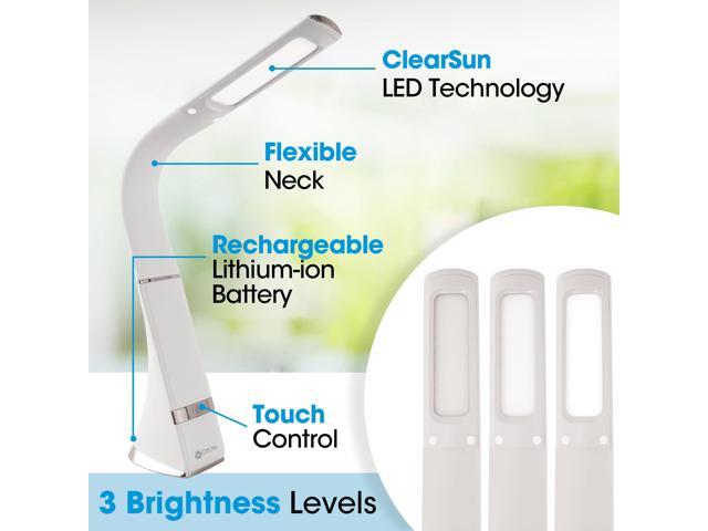 OttLite Recharge LED Desk Lamp with ClearSun LED Technology - Portable, Dimmable & Flexible Gooseneck - Travel-Friendly Task Lamp with Rechargeable...