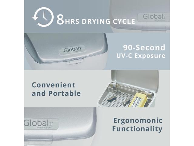 Global II by Dry & Store Electric Hearing Aid Dehumidifier with UV-C Lamp Sanitizer