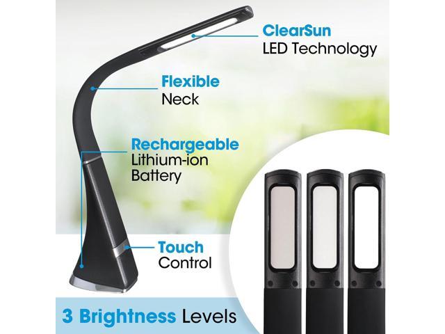 OttLite Recharge LED Desk Lamp with ClearSun LED Technology - Portable, Dimmable & Flexible Gooseneck - Travel-Friendly Task Lamp with Rechargeable...