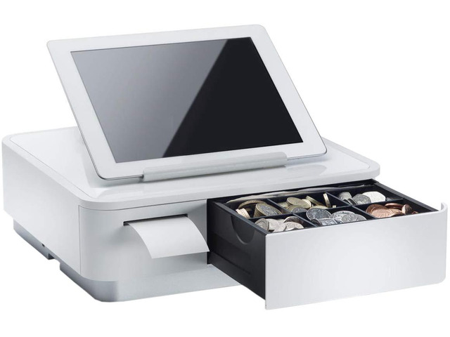 Star Micronics mPOP Integrated USB-C Lightning Receipt Printer & Cash Drawer with Tablet Stand - White