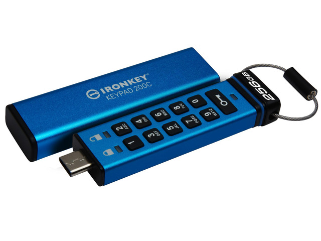 Kingston Ironkey Keypad 200 USB-C 256GB Encrypted Flash Drive OS Independent FIPS 140-3 Level 3 XTS-AES 256-bit BadUSB and Brute Force...