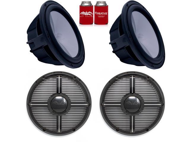 Wet Sounds (2) REVO8FA-B 8' 4 ohm Black Subwoofer with (2) REVO8XW-BGRILL Black XW Closed Style Grill