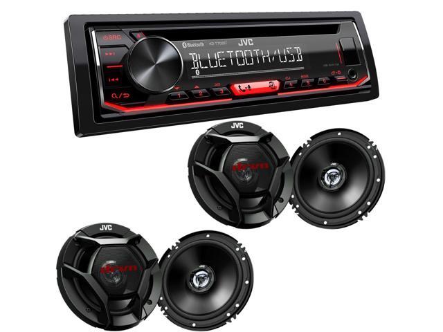 JVC KD-T720BT 1-DIN CD Receiver with Bluetooth Wireless Technology and USB/AUX Input with JVC 2 Pairs CS-DR621 6.5' Coax Speakers