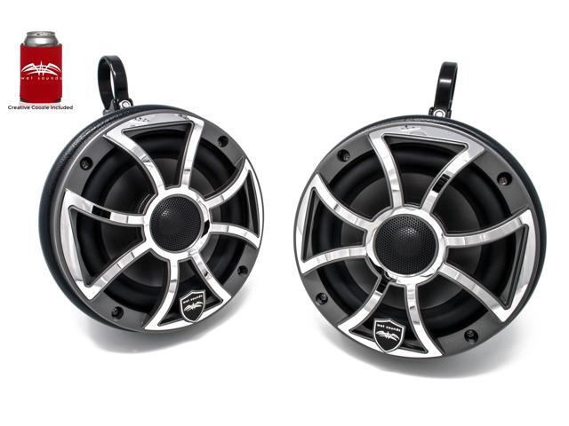 Wet Sounds REVO 6-XSG-SS GunMetal 6.5 Inch Marine LED Speakers & Roll Cage Enclosures (1.75' Clamps)