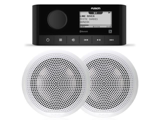 Fusion MS-RA60 Marine Receiver with Fusion 1 Pair EL-F651W 6.5' Marine Speakers with White Classic Grills