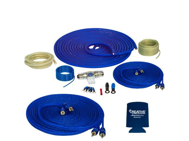 Stinger SS1200XS 4GA Copper 1200W Complete Amplifier Wiring Kit with Stinger SSRCB17 17 Foot RCA