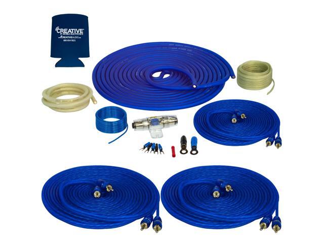 Stinger SS1200XS 4GA Copper 1200W Complete Amplifier Wiring Kit with 2 Stinger SSRCB17 17 Foot RCA