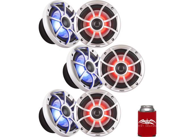 Wet Sounds - Three Pairs Of RECON 6-S RGB LED 6.5' 60-Watt RMS Coaxial Speakers With Silver XS Grilles