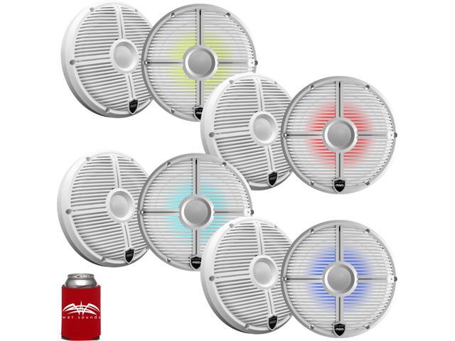 Wet Sounds - Four Pairs Of RECON 8-XWW-RGB 8' Coaxial Speakers w/ White XW Grilles, Integrated RGB LEDs