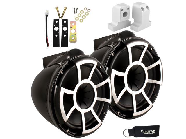 Wet Sounds for Supra FxONE - REV 10 X Mount Tower Speakers - Black (Pair) w/ Supra FxONE Upper Tower Adapter Brackets