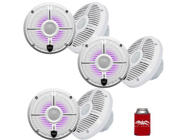 Wet Sounds - Three Pairs Of RECON 6 XW-W RGB LED Recon Series 6.5' 60-Watt RMS Coaxial Speakers With White XW Grilles