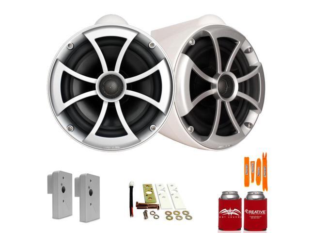 Wet Sounds ICON8W-X 8' White Fixed Tower Speakers with 2019+ Nautique Flight Control Tower Actuated (FCTA) Adapters