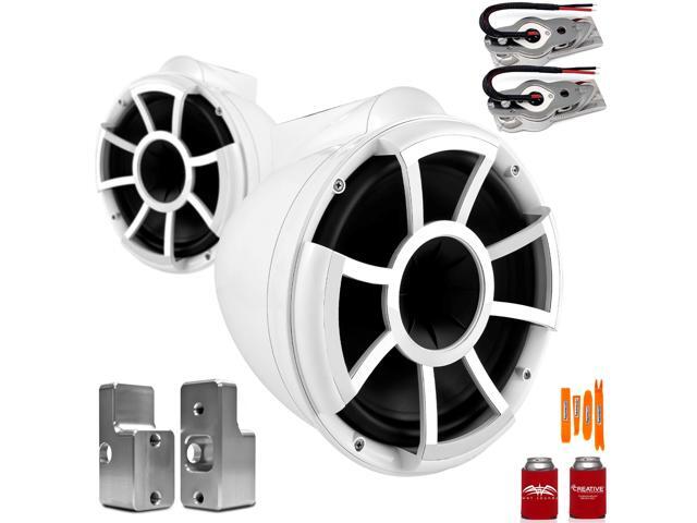 Wet Sounds REV10W-SBM 10' White Swivel Tower Speakers with Nautique G Tower Adapters