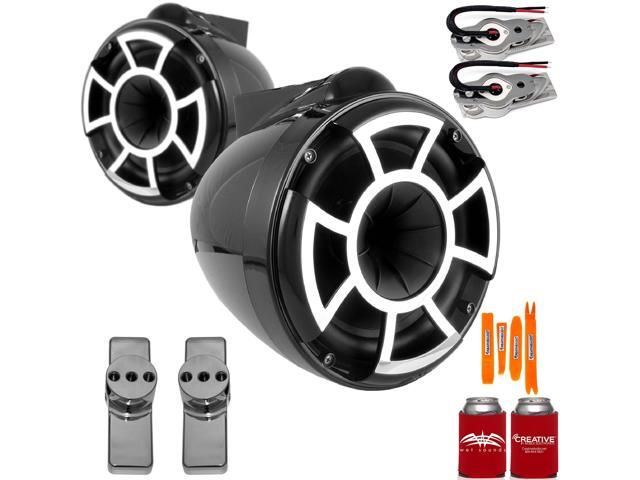 Wet Sounds for Nautique FC5 Towers - REV8 8' Black Swivel Mount Tower Speakers & Upper Nautique Tower Adapters