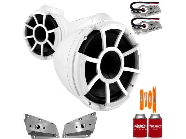 Wet Sounds for Nautique FC5 Towers - REV10 10' White Swivel Mount Tower Speakers & Lower Nautique Tower Adapters