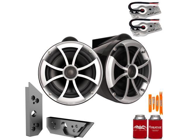 Wet Sounds ICON8B-SBM 8' BLACK Swivel Tower Speakers with Malibu G5 Tower Adapters