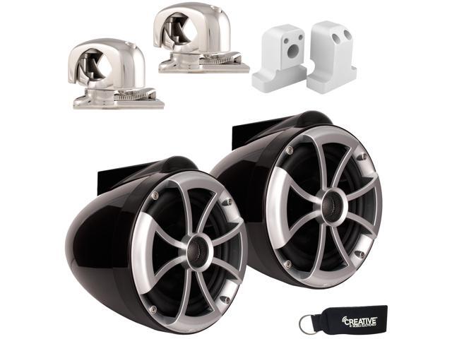 Wet Sounds for Supra FxONE - ICON8-BSC ICON 8' Swivel Clamp Tower Speakers - Pair Black w/FxONE Upper Tower Brackets