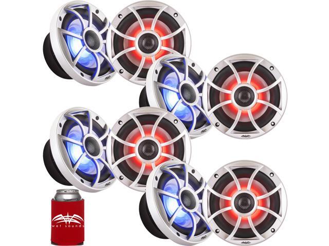Wet Sounds - Four Pairs Of RECON 6-S RGB LED 6.5' 60-Watt RMS Coaxial Speakers With Silver XS Grilles