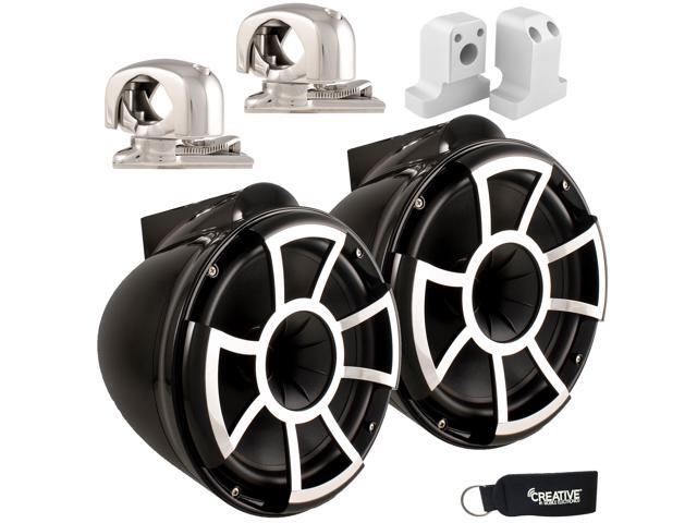 Wet Sounds for Supra FxONE - REV 10 Swivel Clamp Tower Speakers - Black (Pair) w/ Supra FxONE Upper Tower Brackets
