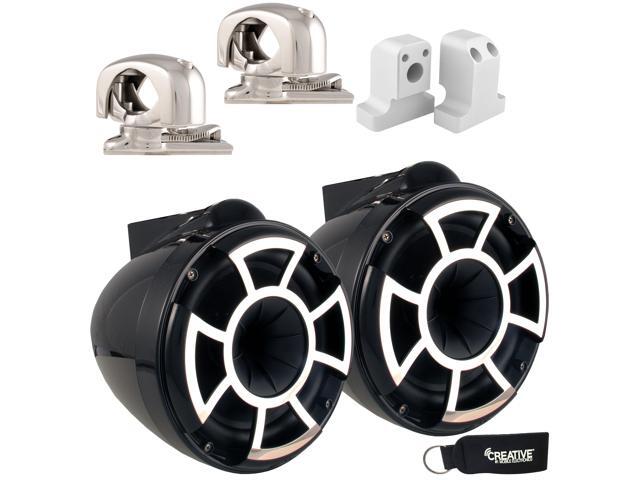 Wet Sounds for Supra FxONE - REV 8 Swivel Clamp Tower Speakers - Black (Pair) w/ Supra FxONE Upper Tower Brackets