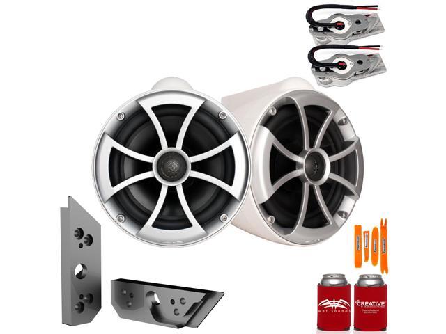 Wet Sounds ICON8W-SBM 8' White Swivel Tower Speakers with Malibu G5 Tower Adapters