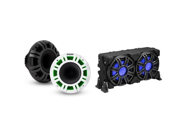 Kicker Marine 48KMXL65 6.5' 4-Ohm RGB LED KMXL Horn-Loaded Marine Coaxial Speakers w/ 51MWLE104 - MWE 10-Inch Loaded Premium Marine Sub Encl w/...