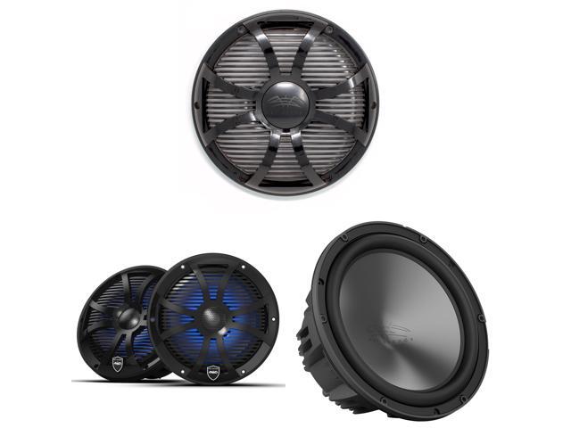 Wet Sounds Marine REVO Black SW Grill Boat Speaker Bundle (2) 8' & 10' Subwoofer, Center Console, Bay Boat Upgrade