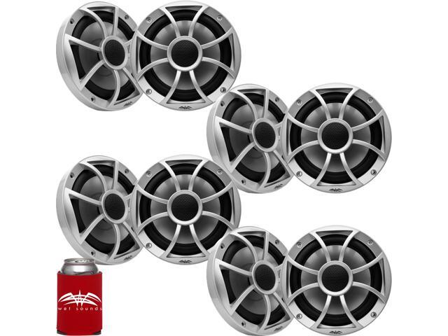 Wet Sounds - Four Pairs Of RECON 6-S Recon Series 6.5' 60-Watt RMS Coaxial Speakers With Silver XS Grilles And Cones