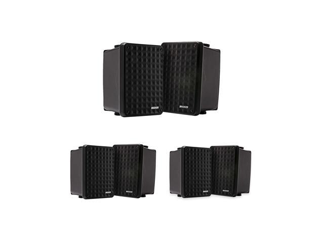 Kicker KB6 Indoor Outdoor Black Speakers 3 Pair for Patio, Dock & Garage
