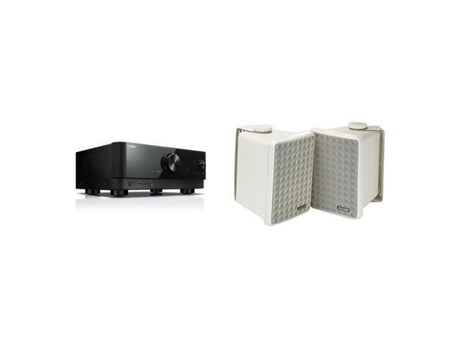 Yamaha RX-V4ABL 5.2-Channel AV Receiver with 8K HDMI and MusicCast w/ Kicker KB6G 2-Way Full Range Indoor Outdoor Speakers (Pair) Weatherproof...
