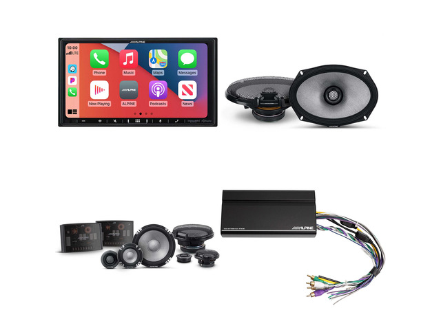 Alpine iLX-407 7-Inch Multimedia Receiver Apple Carplay and Android Auto w/ R2-S653 6.5' 3-Way Comp Set & R2-S69 Coaxial Bundle w/ Power Pack