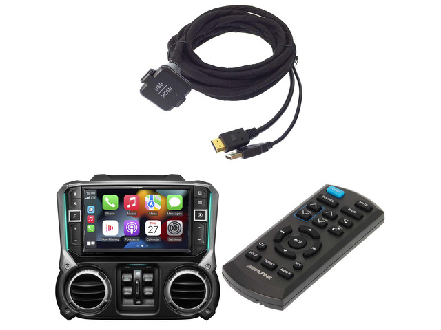 Alpine i509-WRA-JK, KCU-315UH USB / HDMI Extension Cable & RUE-4360 Remote Bundle for 11-18 Wrangler