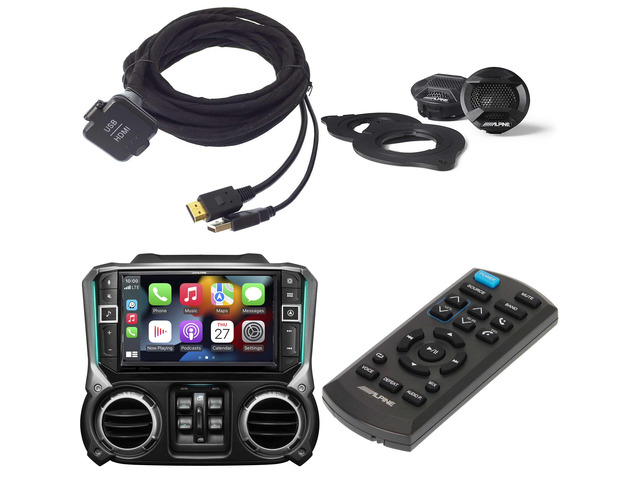 Alpine i509-WRA-JK, KCU-315UH USB / HDMI Extension Cable w/ SPV-10TW-WRA & RUE-4360 Remote Bundle for 11-18 Wrangler