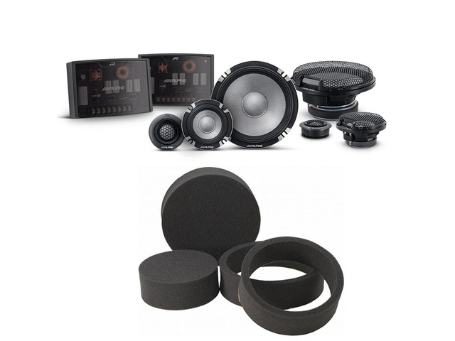 Alpine R2-S653 High-Resolution 3-Way Speaker Set / Pro Series with RKFR65 3-piece Foam Fast Ring Speaker Enhancement