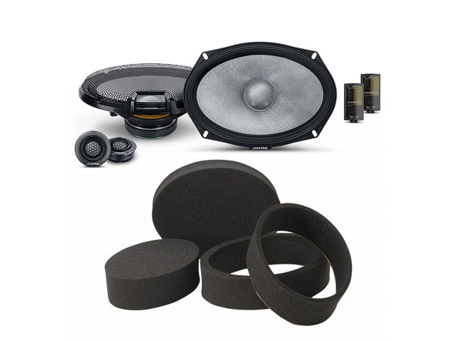 Alpine R2-S69C High-Resolution 2-Way Speaker Set / 6x9 with RKFR69 3-piece Foam Ring Speaker Enhancement